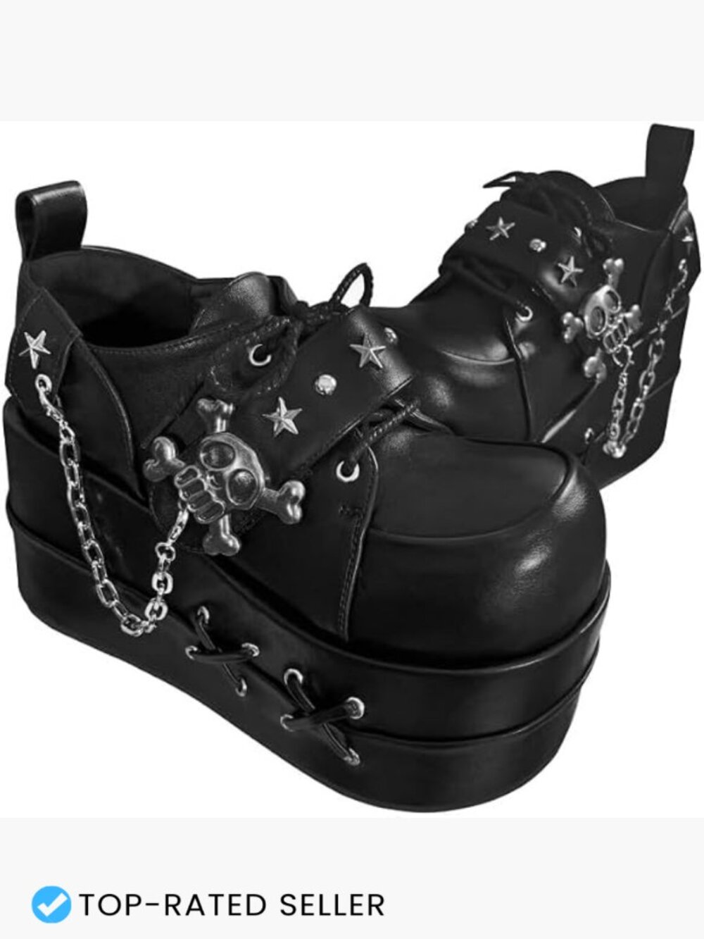 Y2K Goth Platform Boots Chunky Sole Skull Decor Retro Vintage Combat Ankle